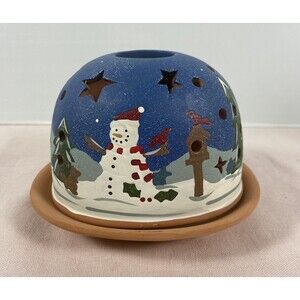 Christmas, Vintage pottery incense burner or tea light candleholder.